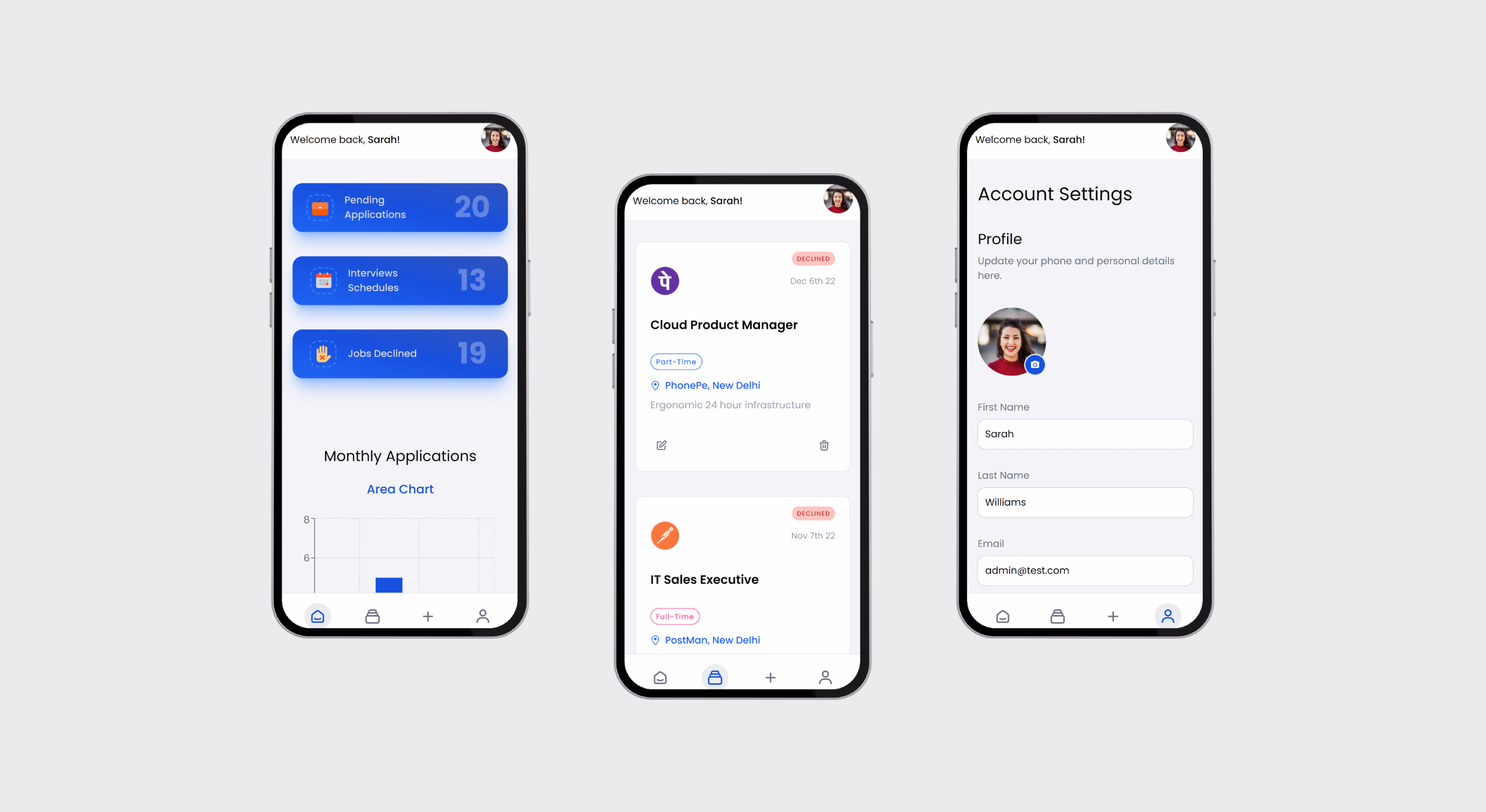 Indago mobile application screenshots